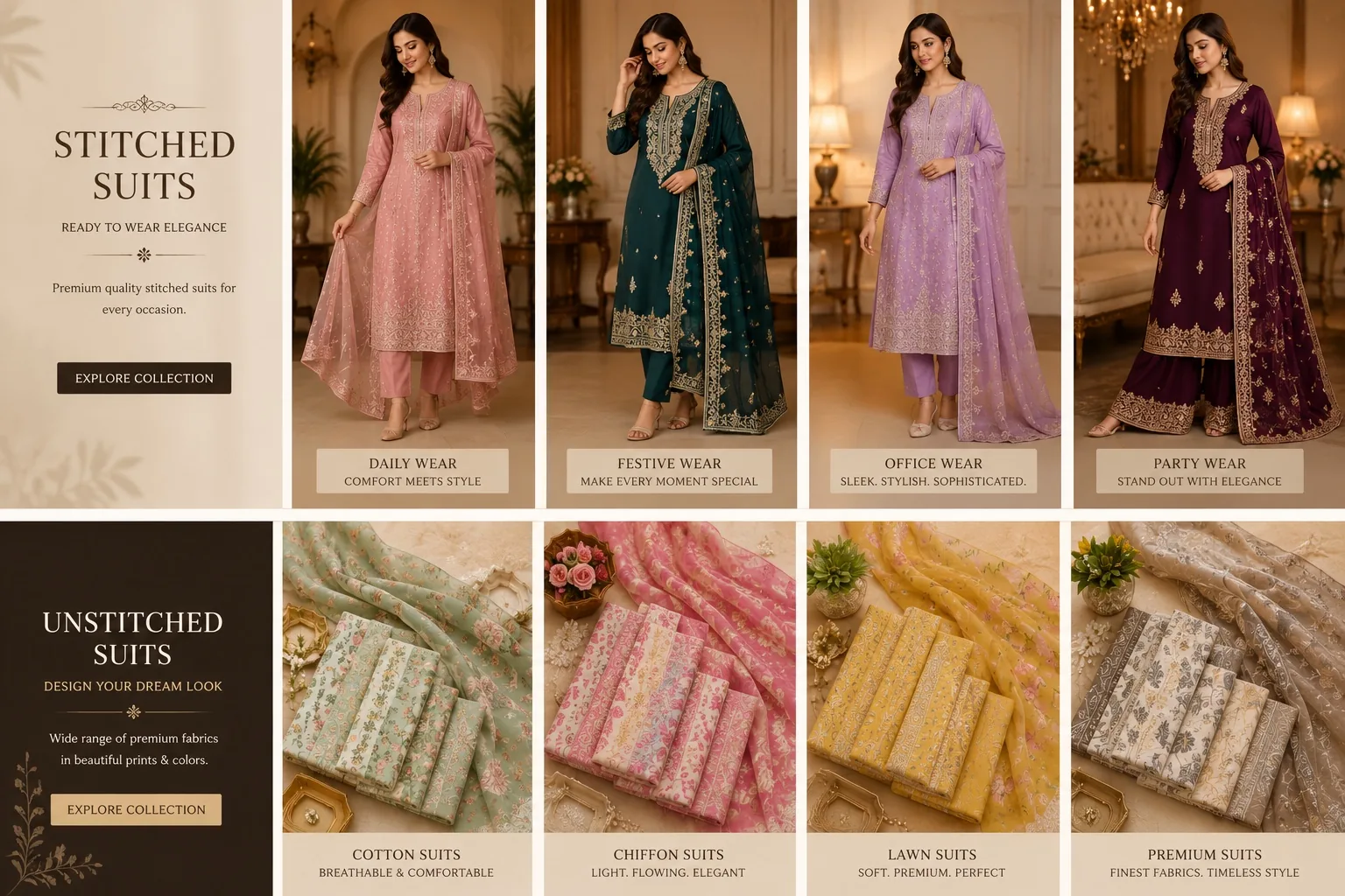 Pehnawa stitched and unstitched suit lookbook
