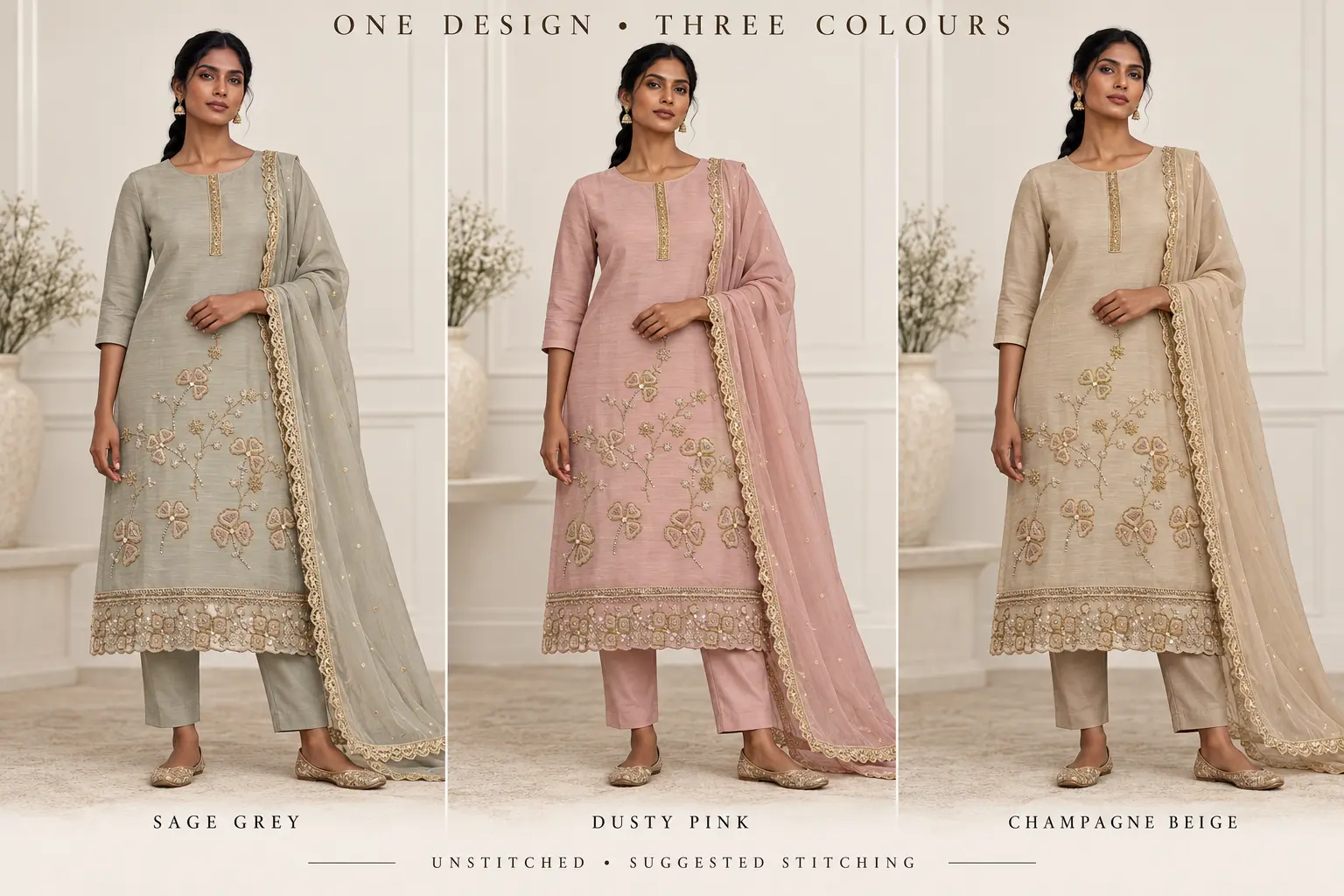 Model styling and design details for Scalloped floral
