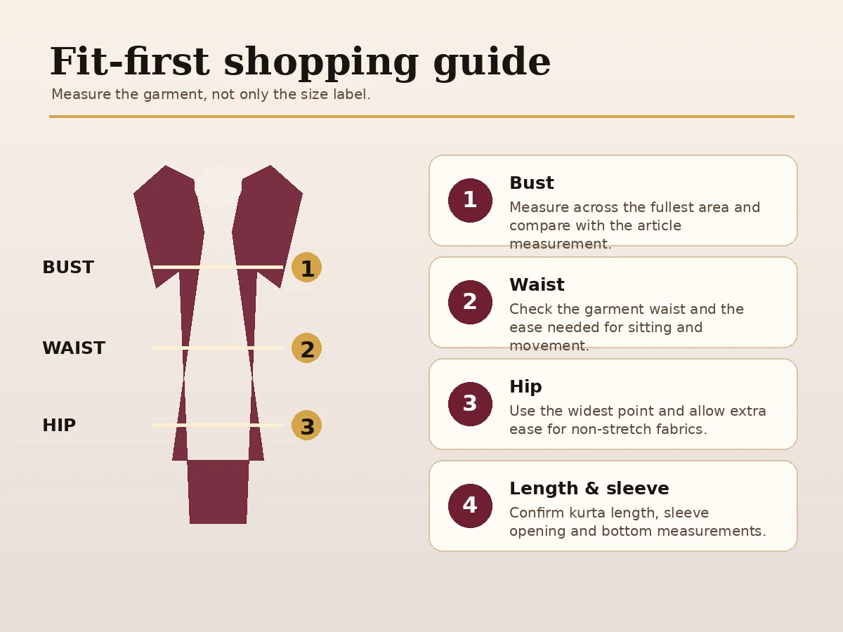 Plus size suit measurement and fit guide for Pehnawa Sobhagya Sonipat